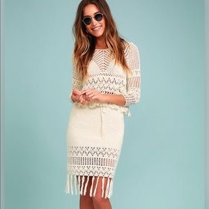 Minkpink 2-Piece Crochet Outfit in Cream